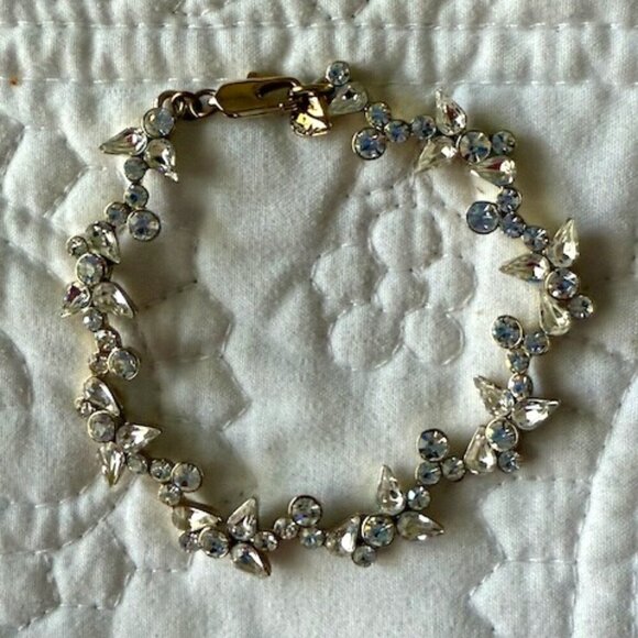 Vintage CAROLEE Rhinestone Leaf Link BRACELET - Picture 1 of 3